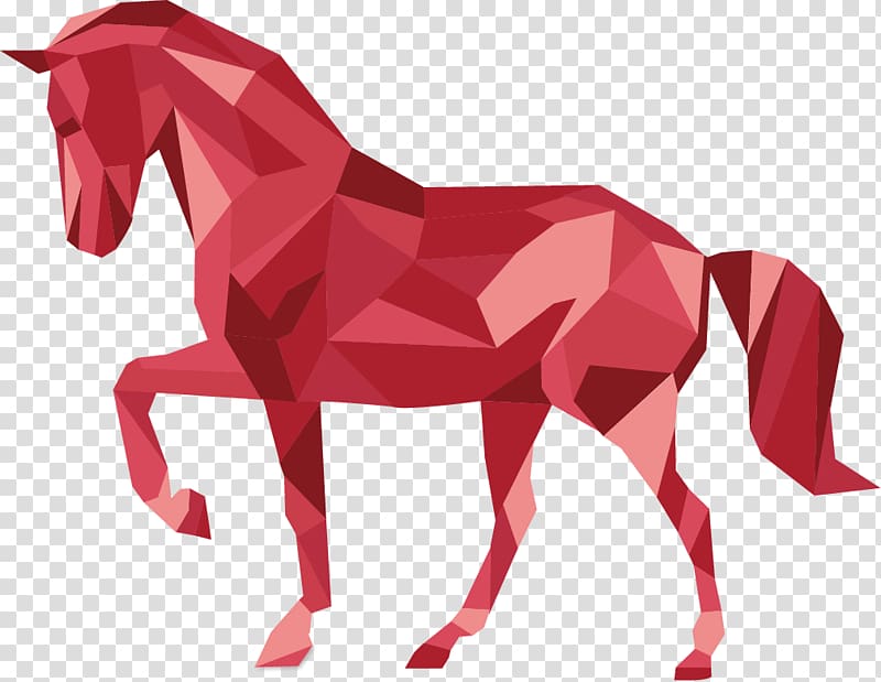 red and pink horse , Horse Three-dimensional space Geometric shape Geometry, Horse red triangle transparent background PNG clipart