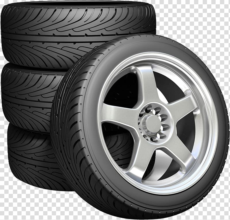 gray 5-spoke vehicle tire with wheels set, Toyota Car Hankook Tire Wheel, Car tires transparent background PNG clipart