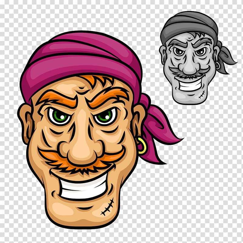 Moustache Sailor Piracy Beard, Cartoon pirate man transparent background PNG clipart