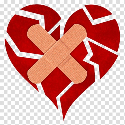 Broken heart Drawing, Injured heart red bandits transparent background PNG clipart