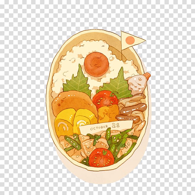 Bento Onigiri Food Drawing Illustration, Japanese cuisine transparent background PNG clipart
