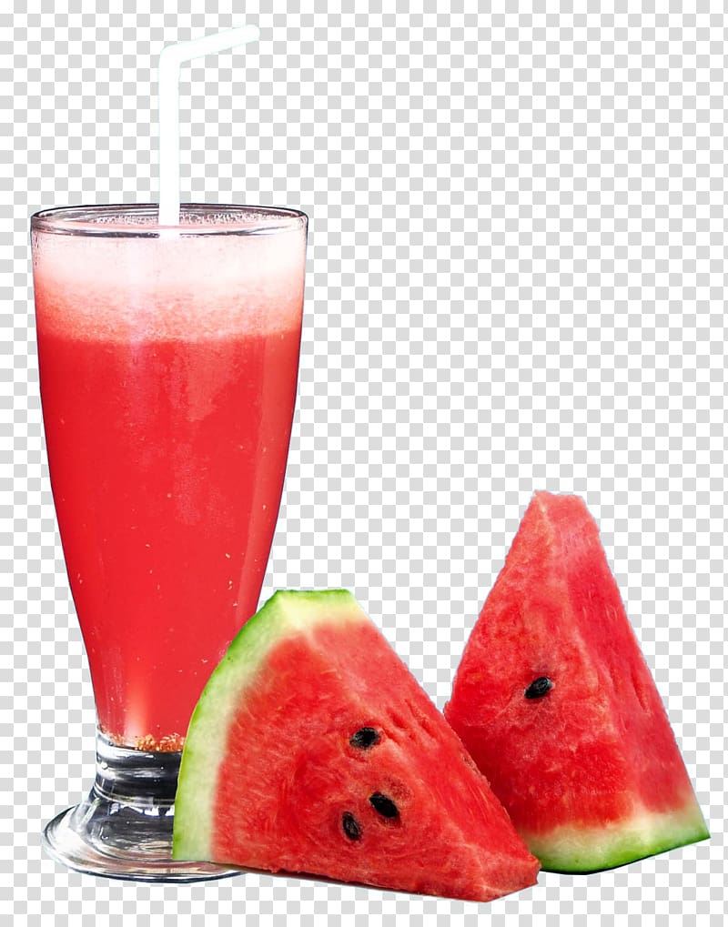 Two slices of watermelon and watermelon juice, Fruit