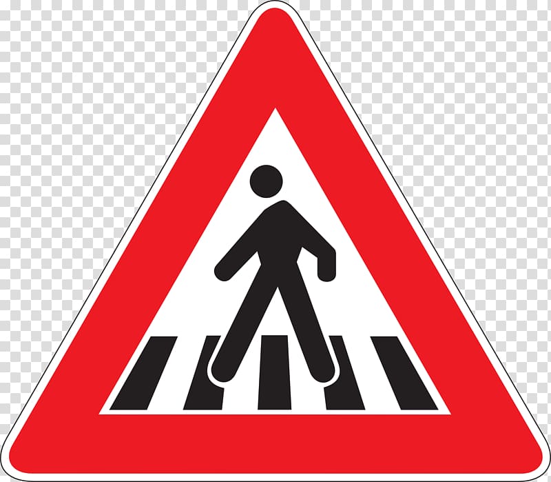 Traffic sign Pedestrian crossing Warning sign Attraversamento pedonale, information safety transparent background PNG clipart