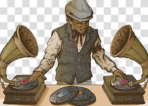 Phonograph record Turntablism Illustration, American vintage cartoon illustrator transparent background PNG clipart Phonograph record Turntablism Illustration, American vintage cartoon illustrator transparent background PNG clipart thumbnail