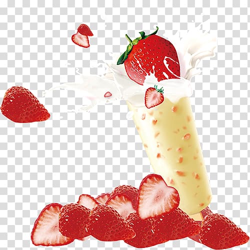 Ice cream Juice Soured milk Cows milk, Many strawberry transparent background PNG clipart