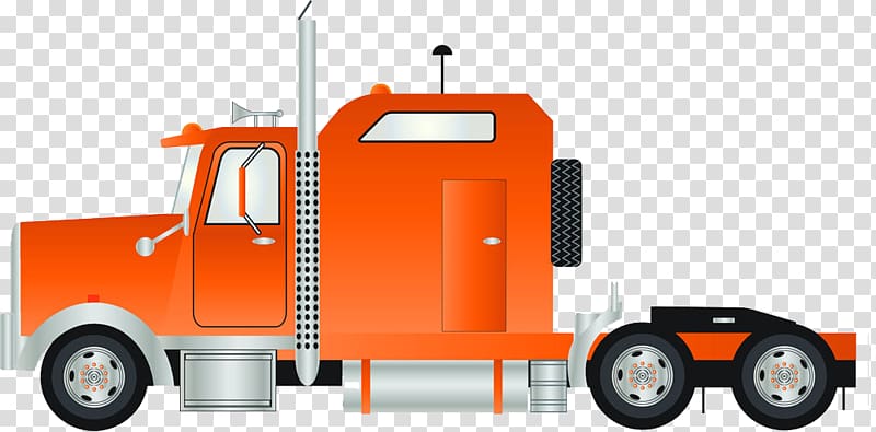 Semi-trailer truck Tractor unit, Cartoon painted orange truck pull transparent background PNG clipart
