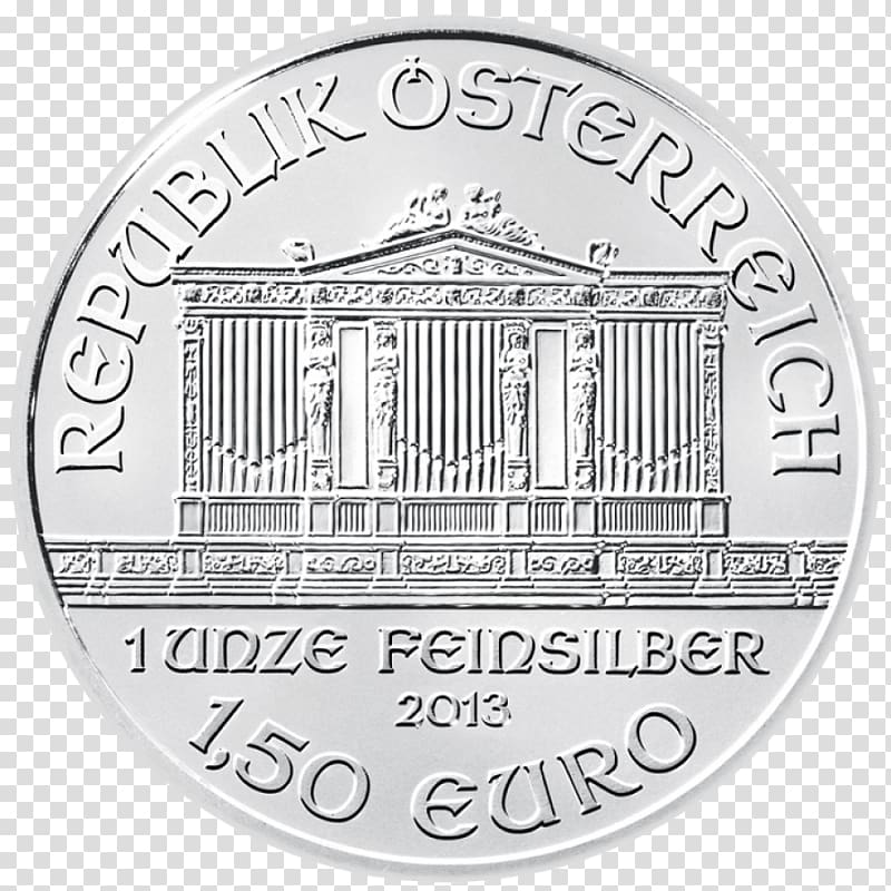 Austrian Silver Vienna Philharmonic Silver coin Bullion coin, silver coin transparent background PNG clipart