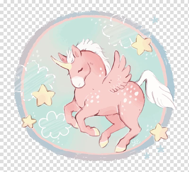 Pink unicorn illustration, Unicorn Cartoon Illustration, unicorn ...