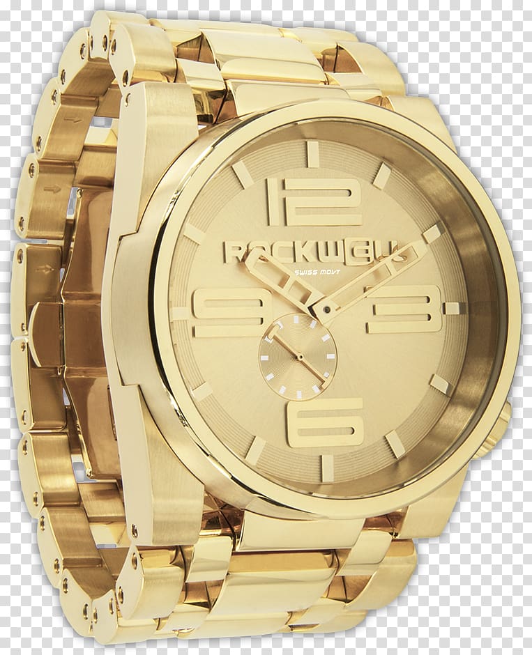 Automatic watch Swiss made Gold Rockwell Time, Watch transparent background PNG clipart