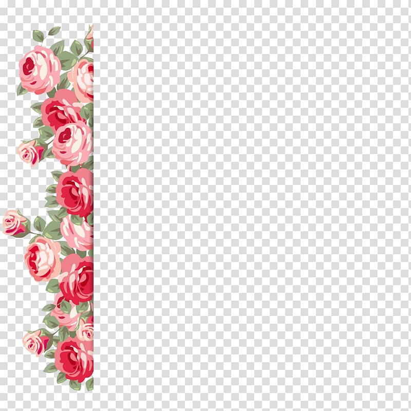 pink roses illustration, Beach rose Flower Valentine\'s Day Wedding, Valentine\'s Day and wedding pattern sidebar transparent background PNG clipart