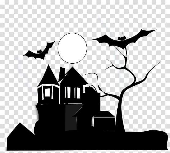 Black and white Haunted house , artclassblackandwhite transparent background PNG clipart
