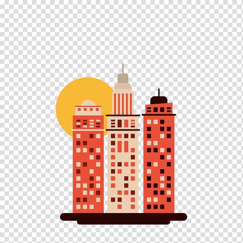 Skyscraper Flat design Cartoon, Flat Architecture transparent background PNG clipart