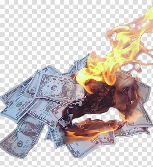 1 U.S. dollar banknote flaming illustration, Money burning Cash Payment Finance, burn transparent background PNG clipart