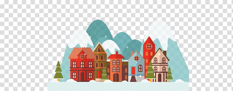 Winter Snow , Winter town scenery transparent background PNG clipart