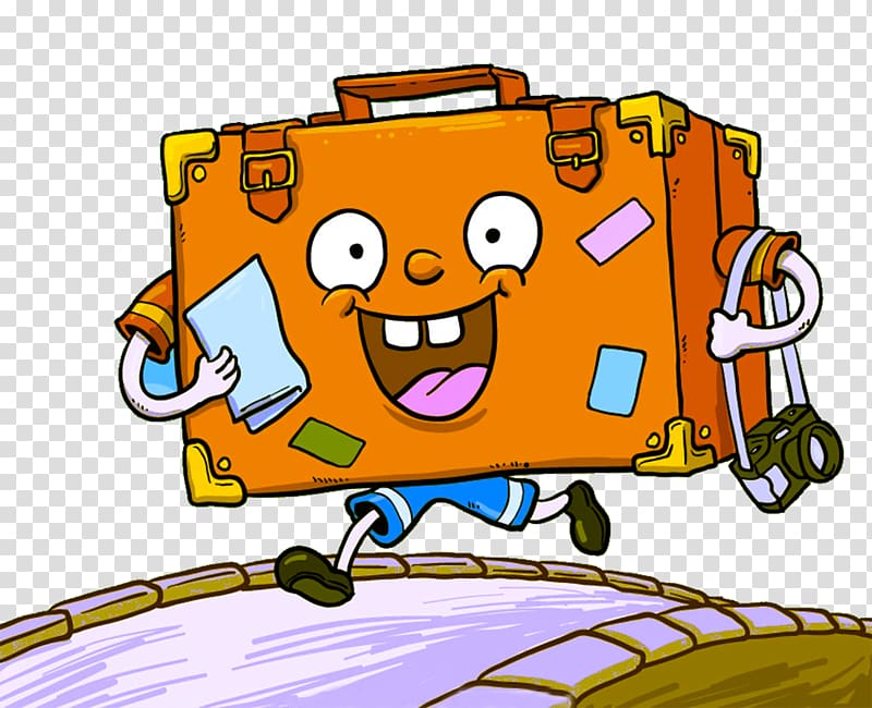 Travel Cartoon Suitcase, Cartoon hand-painted luggage transparent background PNG clipart