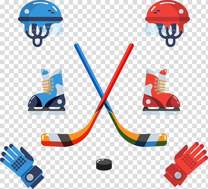 Ice hockey Floor hockey, Couple winter sports equipment transparent background PNG clipart