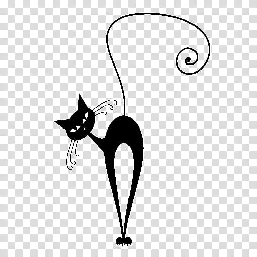 Black cat Kitten Silhouette , tattoos transparent background PNG clipart