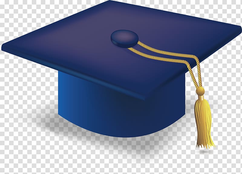 blue and yellow mortar board illustration, Graduation ceremony Square academic cap Hat, Blue graduation cap transparent background PNG clipart