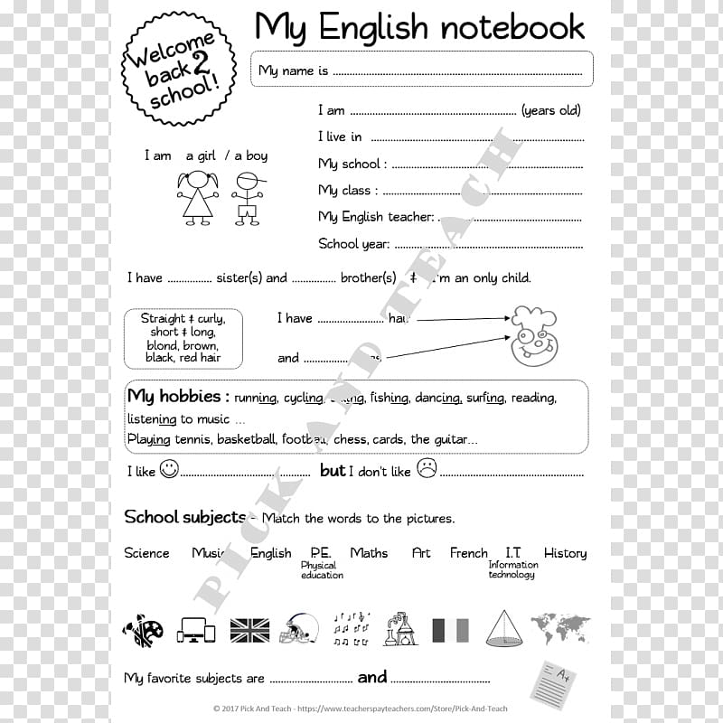 Notebook Book Covers English Language Title page, notebook transparent background PNG clipart