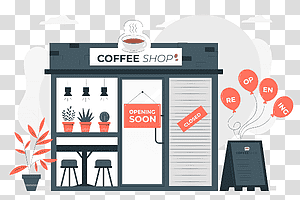 illustration, Shops re-opening soon, business, buy, shopping, store, cafe, closed, open transparent background PNG clipart thumbnail