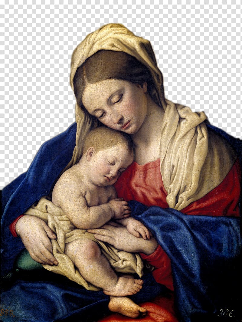 religious painting, Mary Museo Nacional Del Prado Madonna and Child Giovanni Battista Salvi da Sassoferrato The Virgin and Child, Our Lady of Oil painting 1 transparent background PNG clipart
