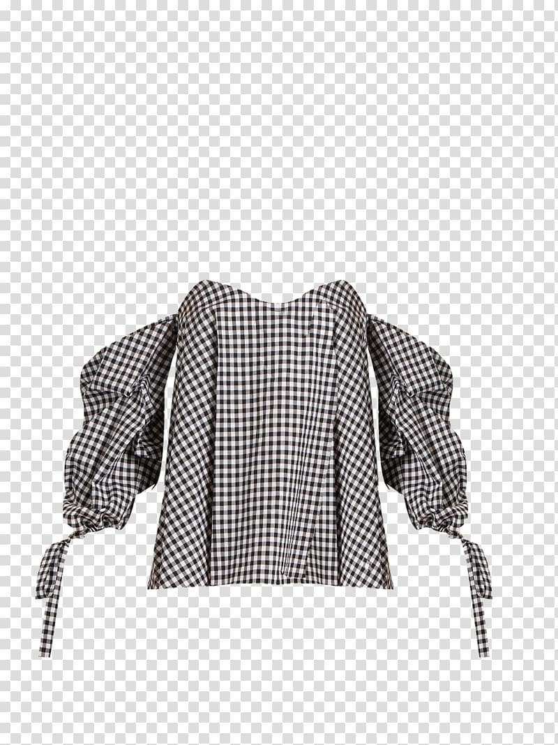 Top Neckline Sleeve Blouse Dress, gingham transparent background PNG clipart
