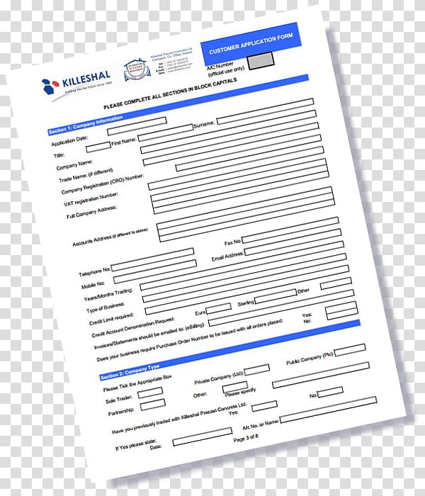 Killeshal Precast Concrete Limited Application for employment Document Fence, credit application transparent background PNG clipart