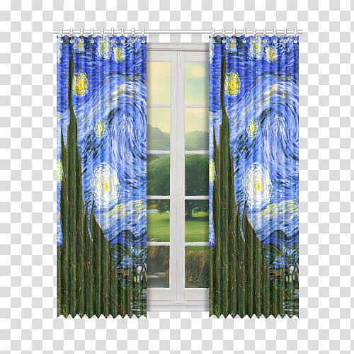 Curtain Window Shade, van gogh the starry night transparent background PNG clipart