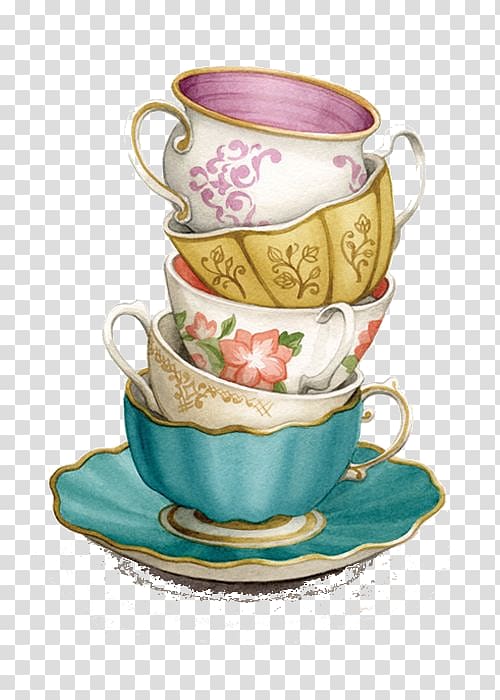 several assorted teacups, Teacup Saucer , Tea Cup transparent background PNG clipart