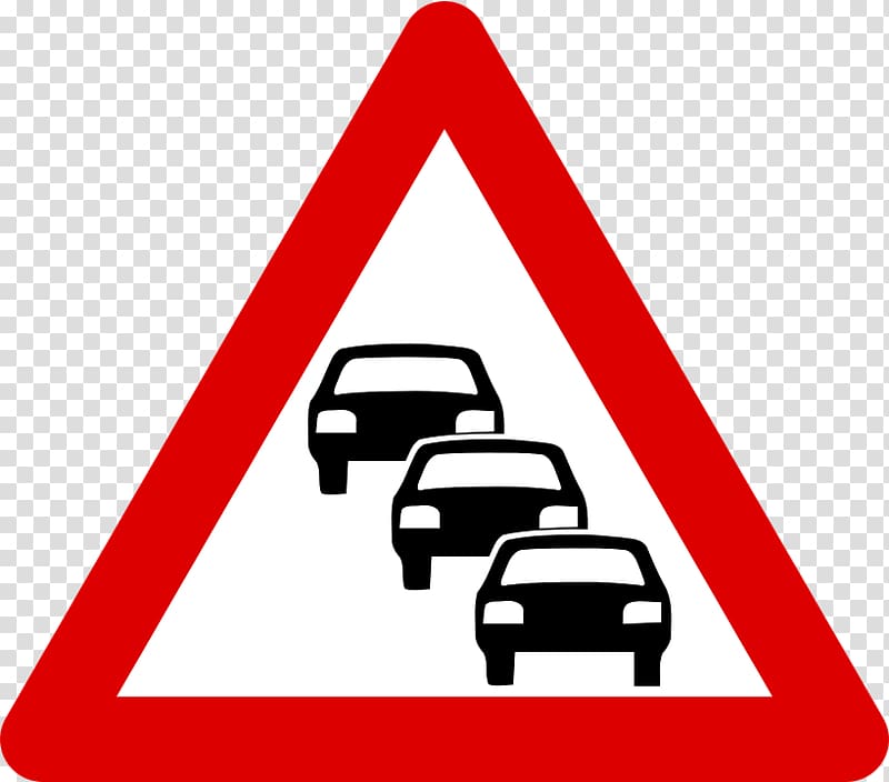 no parking sign, Traffic Queue Warning Road Sign transparent background PNG clipart