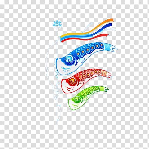 Common carp Koinobori Illustration, Design of carp flag transparent background PNG clipart