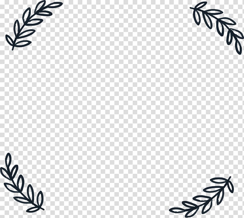 Leaf Adobe Illustrator, Simple leaf border, white flowers transparent background PNG clipart