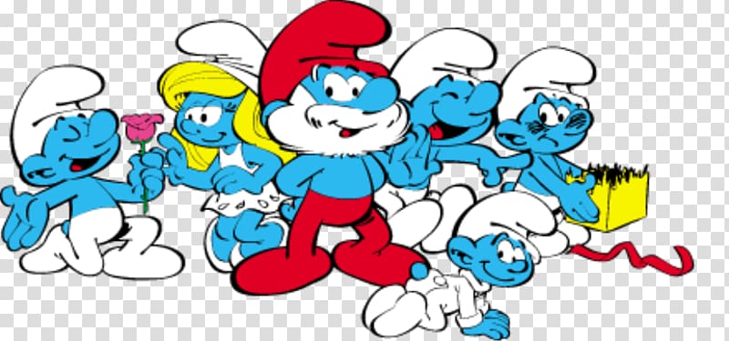 Smurfette Papa Smurf Brainy Smurf Clumsy Smurf Hefty Smurf, others transparent background PNG clipart