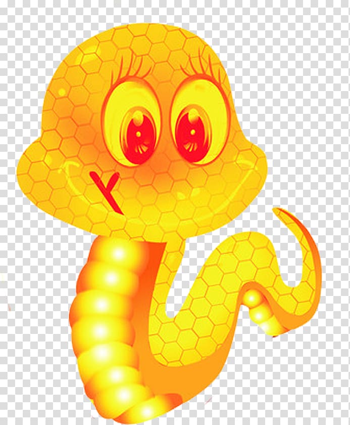 Snake Cartoon Illustration, Gold cartoon snake transparent background PNG clipart