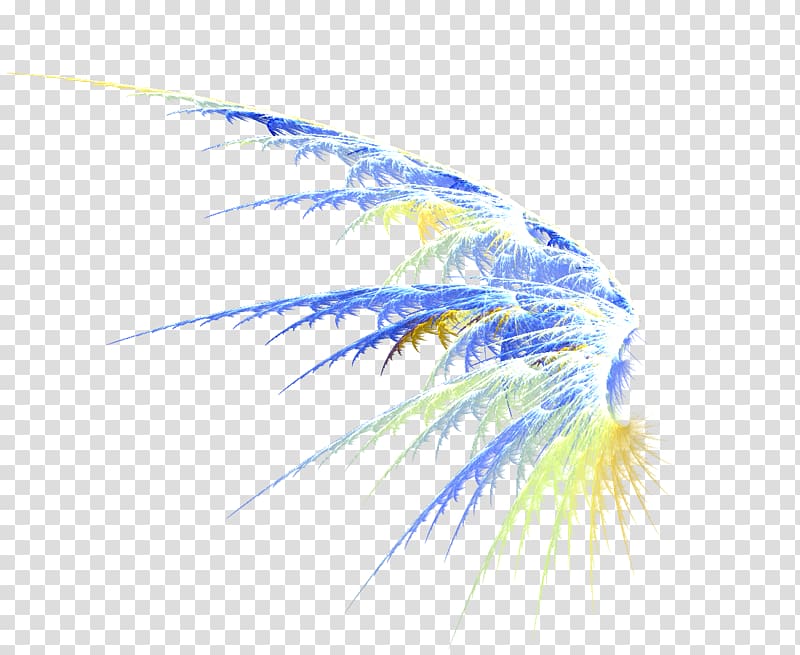 blue, white and yellow graphic arts, Wing Feather , Wings material Simple,Cool Fantasy Wings transparent background PNG clipart