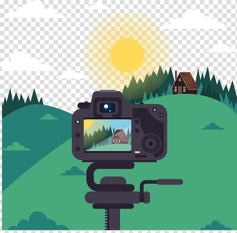 Illustration, Shoot camera outskirts scenery material transparent background PNG clipart