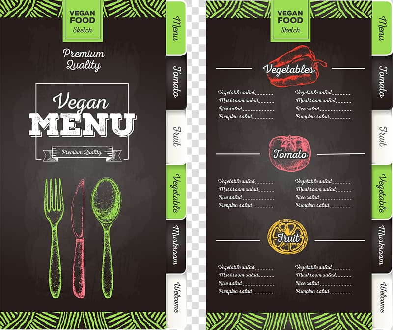 Vegan Menu collage, Vegetarian cuisine Menu Cafe Restaurant, restaurant menu design transparent background PNG clipart
