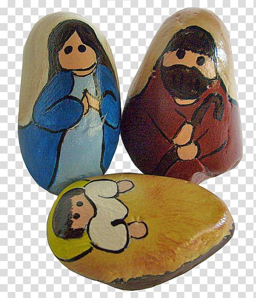 Nativity scene Painting Rock Christmas Nativity of Jesus, greenery hand painted transparent background PNG clipart