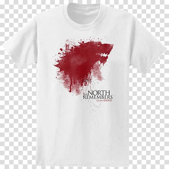 T-shirt The North Remembers Winter Is Coming House Stark Jon Snow, T-shirt transparent background PNG clipart