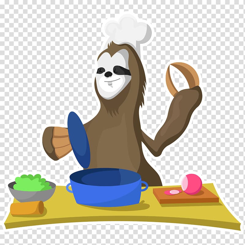 Sloth Cooking Chef Pasta Mexican cuisine, cooking transparent background PNG clipart