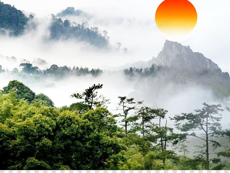 Mount Tai u6cf0u5c71u98a8u666fu5340 Cinq montagnes sacrxe9es Fukei Sunrise, sunrise transparent background PNG clipart