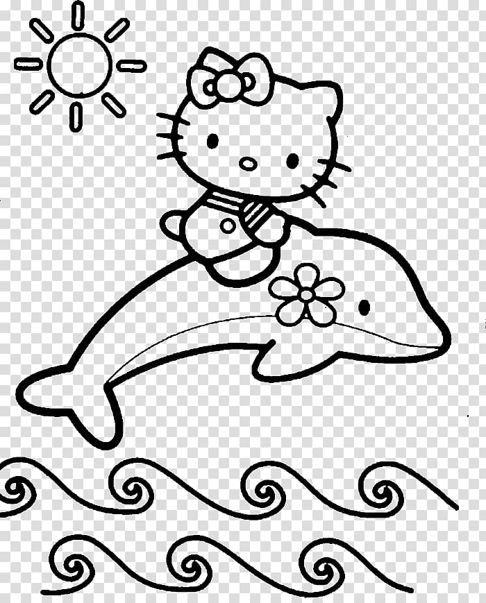 Hello Kitty Kitten Coloring book Adult, of cute dolphins transparent background PNG clipart