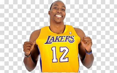 Los Angeles Lakers Dwight Howard, Dwight Howard Holding Shirt transparent background PNG clipart