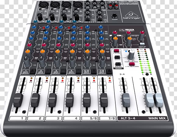 Behringer Xenyx X1204USB Microphone Audio Mixers Hemmastudio, audio mixer transparent background PNG clipart