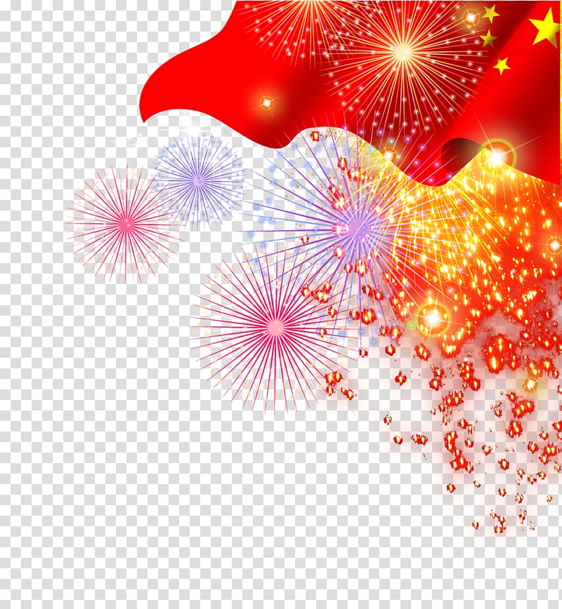 Fireworks Traditional Chinese holidays, Flag transparent background PNG clipart