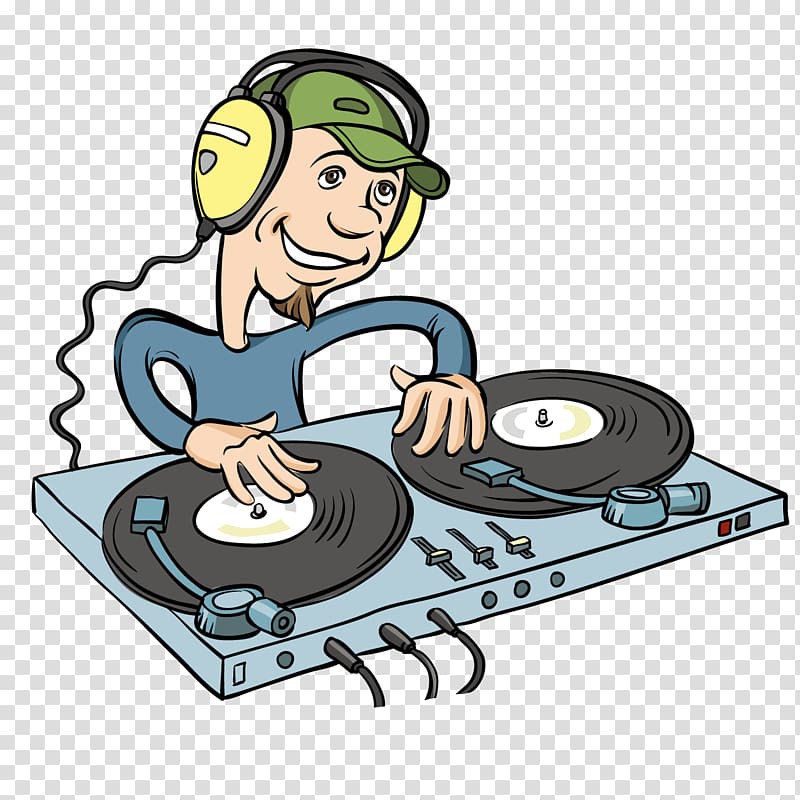 Disc jockey Cartoon Music Illustration, Cartoon DJ transparent background PNG clipart