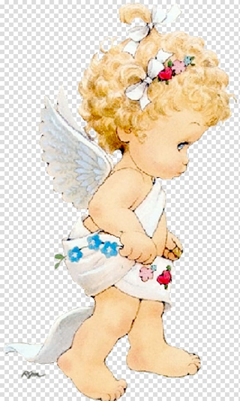 Fairy Toddler Figurine Angel M, Holding flowers transparent background PNG clipart