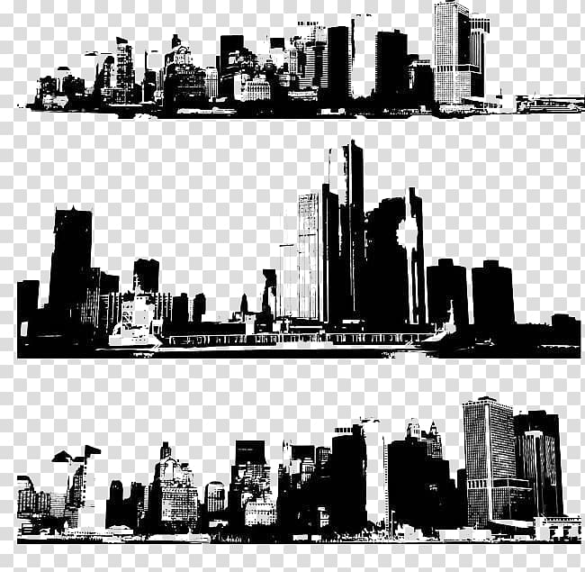 New York City Skyline, Black silhouette building transparent background PNG clipart