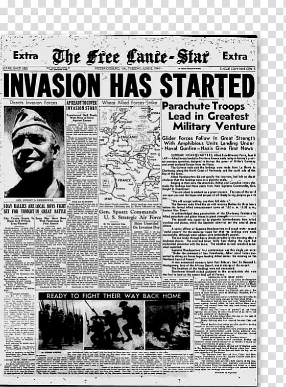 Newspaper Normandy landings, newspaper headline transparent background PNG clipart