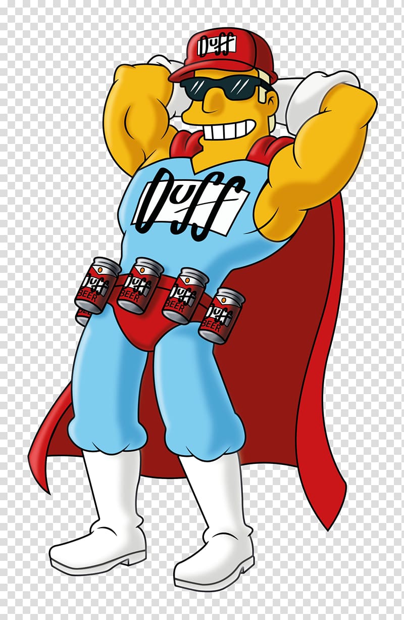 The Simpsons character wearing red cape illustration, Duffman Milhouse Van Houten Grampa Simpson Homer Simpson Marge Simpson, Homer simpsons transparent background PNG clipart